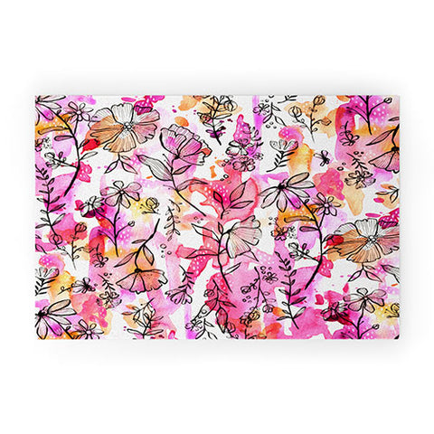 Stephanie Corfee Pink And Ink Floral Welcome Mat