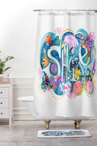 Stephanie Corfee Shine Watercolor Shower Curtain And Mat