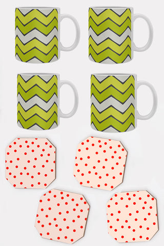 Lime and Dots Mug and Coaster Set