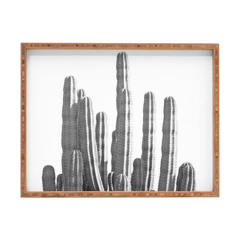 Summer Sun Home Art Black and White Cactus Rectangular Tray