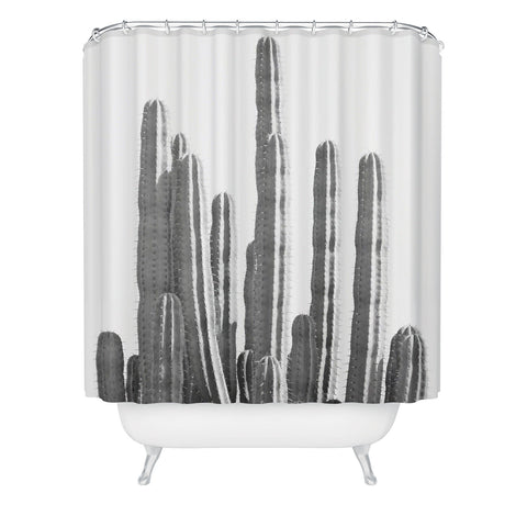 Summer Sun Home Art Black and White Cactus Shower Curtain