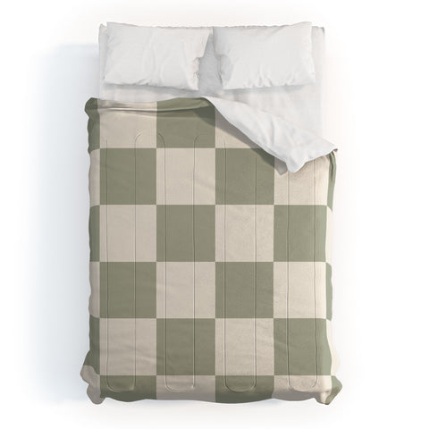 Summer Sun Home Art Checkered Sage Cream Comforter