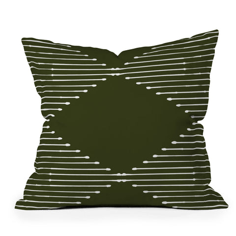 Summer Sun Home Art Geo Olive Green Throw Pillow