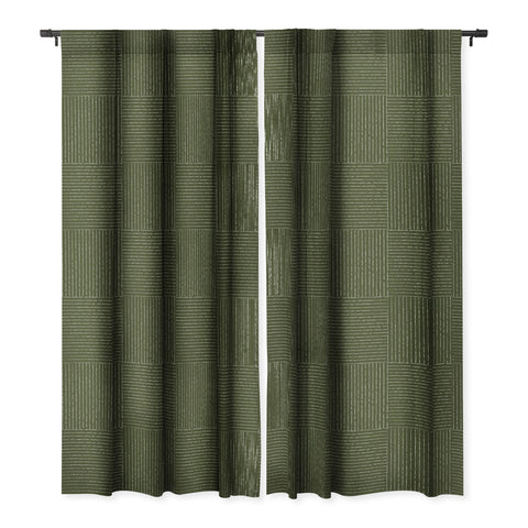Summer Sun Home Art Lines III Olive Green Blackout Window Curtain