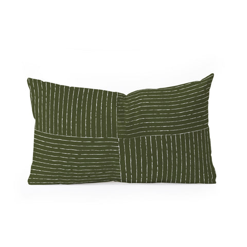 Summer Sun Home Art Lines III Olive Green Oblong Throw Pillow
