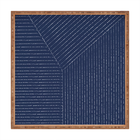 Summer Sun Home Art Lines Navy Square Tray