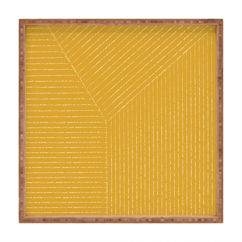 Summer Sun Home Art Lines Yellow Square Tray