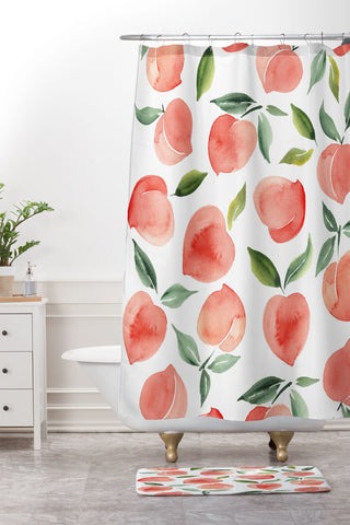 Summer Sun Home Art peaches 1 Shower Curtain And Mat
