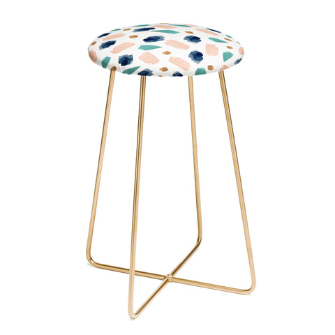 Summer Sun Home Art turquoise navy pink gold Counter Stool