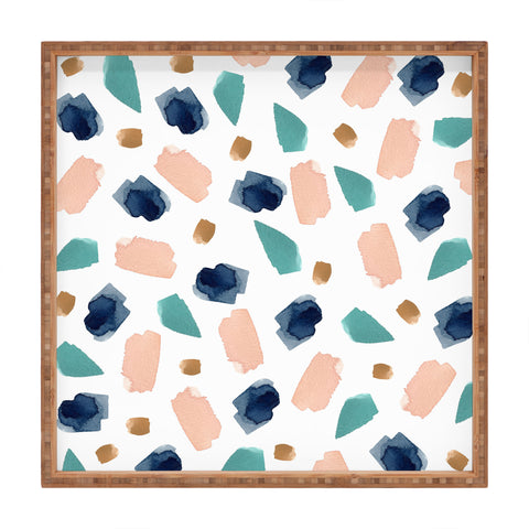 Summer Sun Home Art turquoise navy pink gold Square Tray