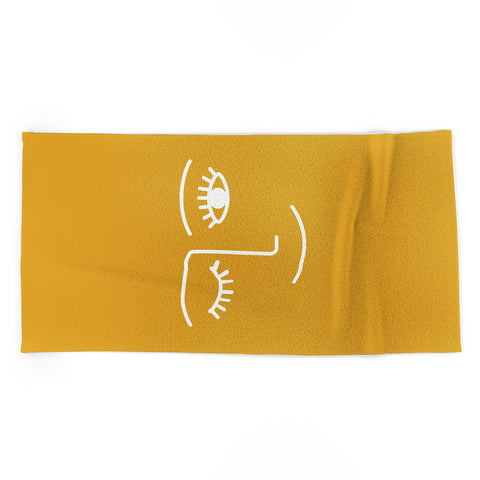 Summer Sun Home Art wink mustard Beach Towel