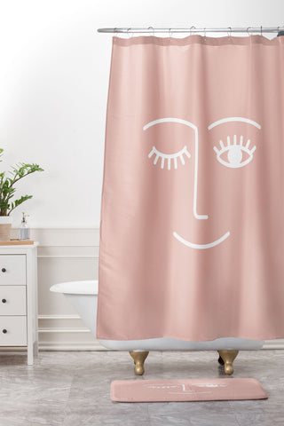 Summer Sun Home Art Wink Pink Shower Curtain And Mat