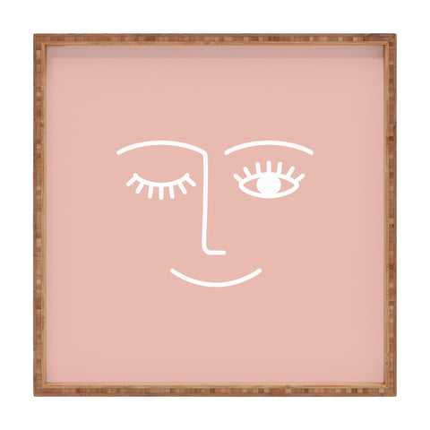 Summer Sun Home Art Wink Pink Square Tray