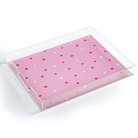 SunshineCanteen confetti dots pink red white Acrylic Tray