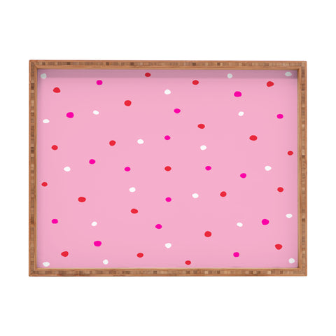 SunshineCanteen confetti dots pink red white Rectangular Tray