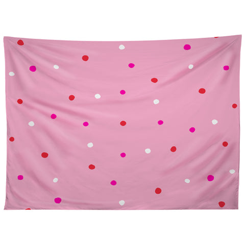 SunshineCanteen confetti dots pink red white Tapestry