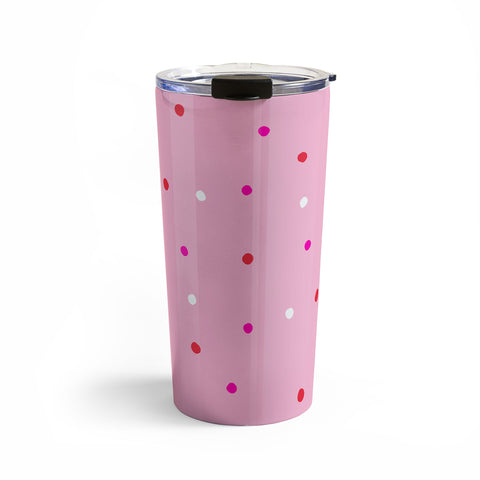 SunshineCanteen confetti dots pink red white Travel Mug