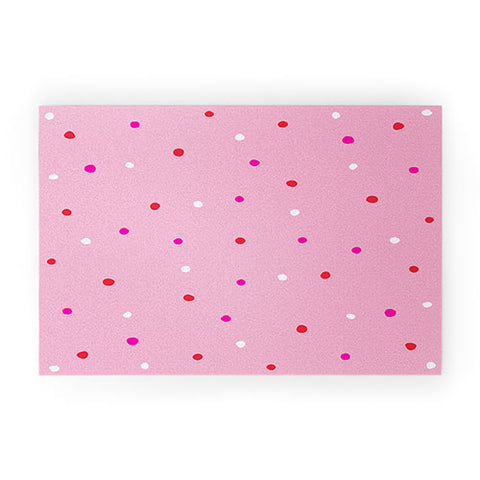 SunshineCanteen confetti dots pink red white Welcome Mat
