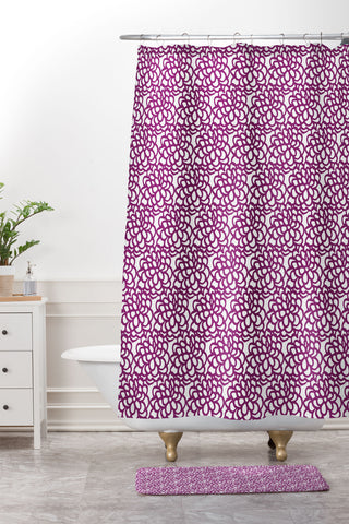 SunshineCanteen dahlia purple floral pattern Shower Curtain And Mat