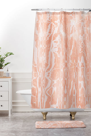 SunshineCanteen electric avenue peach Shower Curtain And Mat