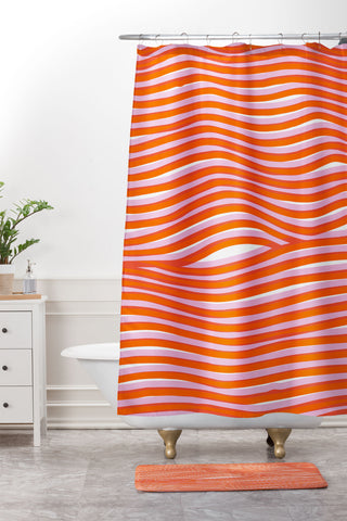 SunshineCanteen electric zebra stripes Shower Curtain And Mat