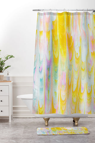 SunshineCanteen marbled pastel dreams Shower Curtain And Mat