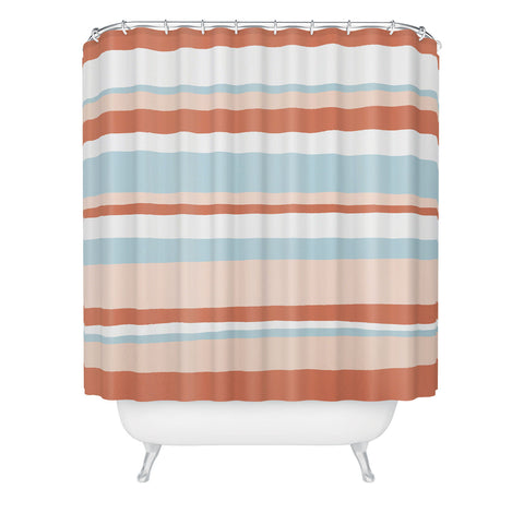SunshineCanteen mesa desert pastel stripes Shower Curtain