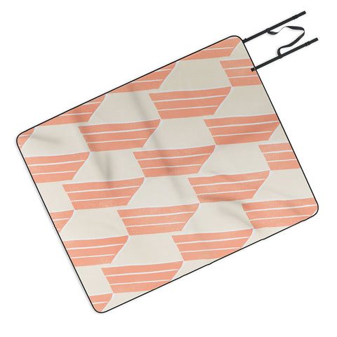 SunshineCanteen minimalist pink hex tile Picnic Blanket