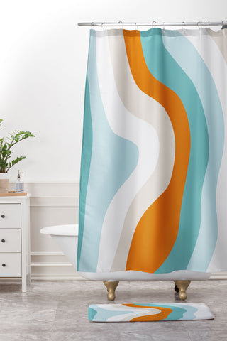 SunshineCanteen moab teal Shower Curtain And Mat