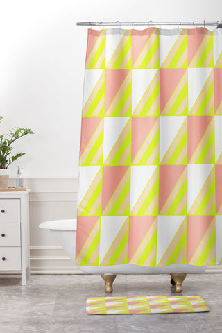 SunshineCanteen Modern Checkerboard Shower Curtain And Mat