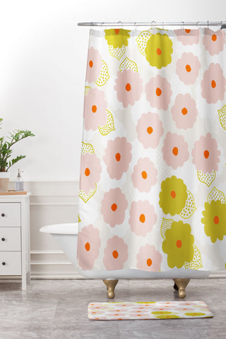 SunshineCanteen olivia flower child Shower Curtain And Mat