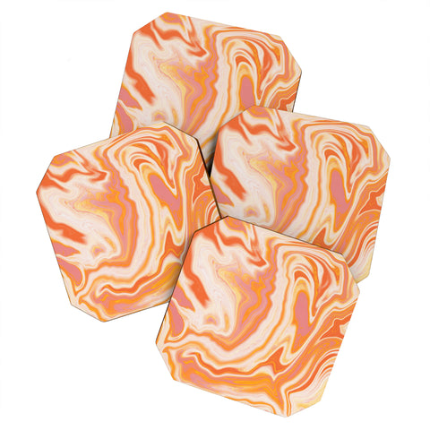 SunshineCanteen orange marble Coaster Set