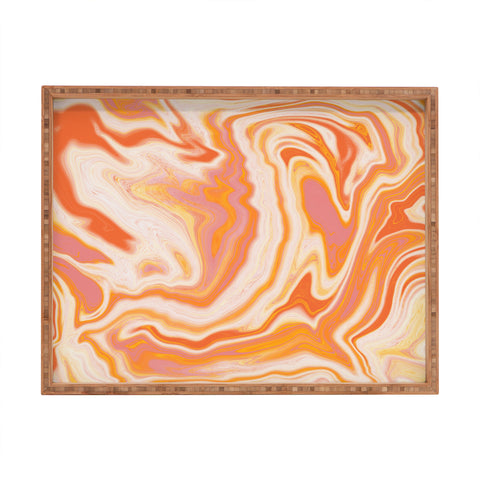 SunshineCanteen orange marble Rectangular Tray