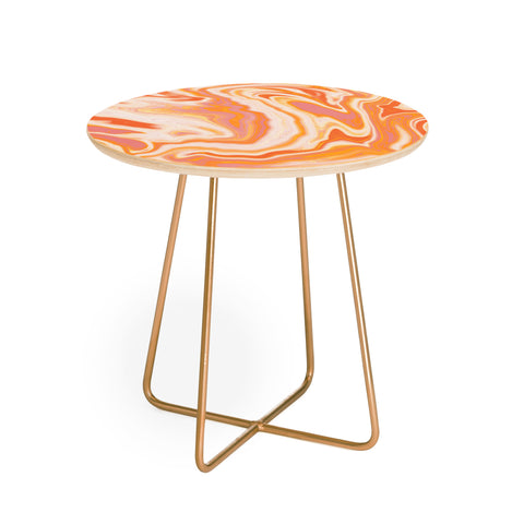 SunshineCanteen orange marble Round Side Table