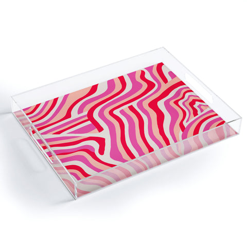 SunshineCanteen pink zebra stripes Acrylic Tray