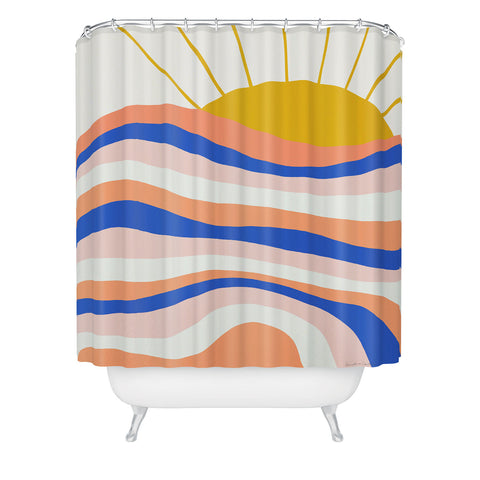 SunshineCanteen sunrise surf Shower Curtain