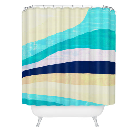 SunshineCanteen white sands and waves Shower Curtain