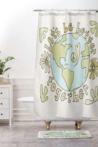 surfy birdy lets be better together Shower Curtain And Mat