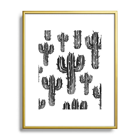 Susanne Kasielke Cactus Party Desert Matcha Black and White Metal Framed Art Print