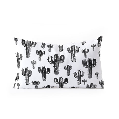 Susanne Kasielke Cactus Party Desert Matcha Black and White Oblong Throw Pillow