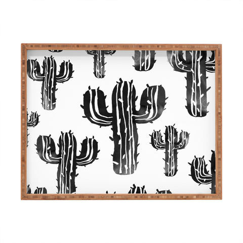 Susanne Kasielke Cactus Party Desert Matcha Black and White Rectangular Tray