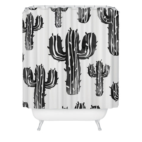 Susanne Kasielke Cactus Party Desert Matcha Black and White Shower Curtain