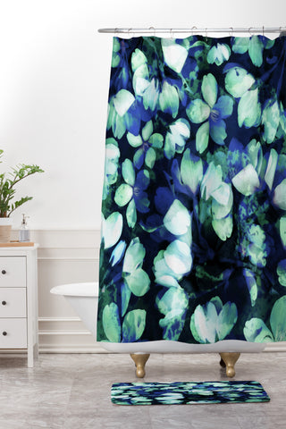 Susanne Kasielke Cherry Blossoms Blue Shower Curtain And Mat