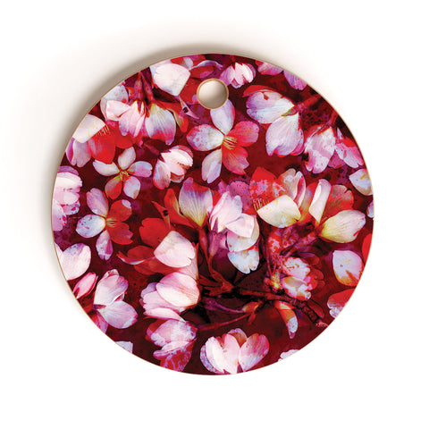 Susanne Kasielke Cherry Blossoms Red Cutting Board Round