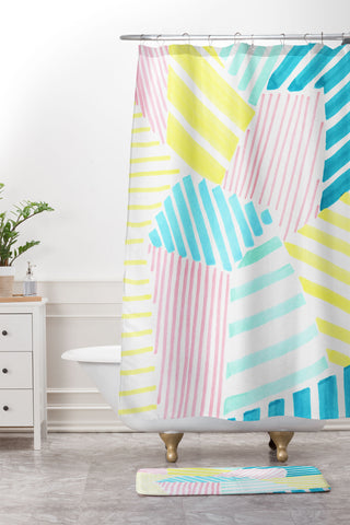 Susanne Kasielke French Reviera Seaside Stripes Shower Curtain And Mat