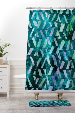 Susanne Kasielke Geometric Folk Stripes Shower Curtain And Mat