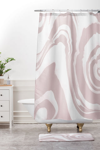 Susanne Kasielke Marble Structure Baby Pink Shower Curtain And Mat