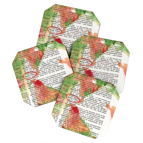 Susanne Kasielke Santa Claus Dictionary Art Coaster Set