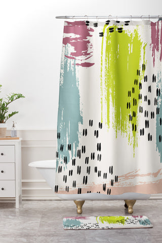 Susanne Kasielke Soft Geometric Marks Shower Curtain And Mat