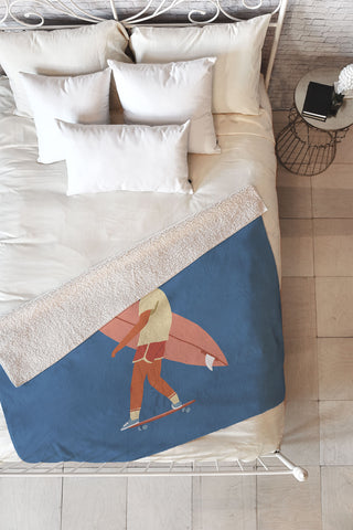 Tasiania Surf poster Fleece Throw Blanket